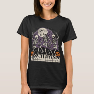 Camiseta Teclado Skeletons Dançantes Professor de Música