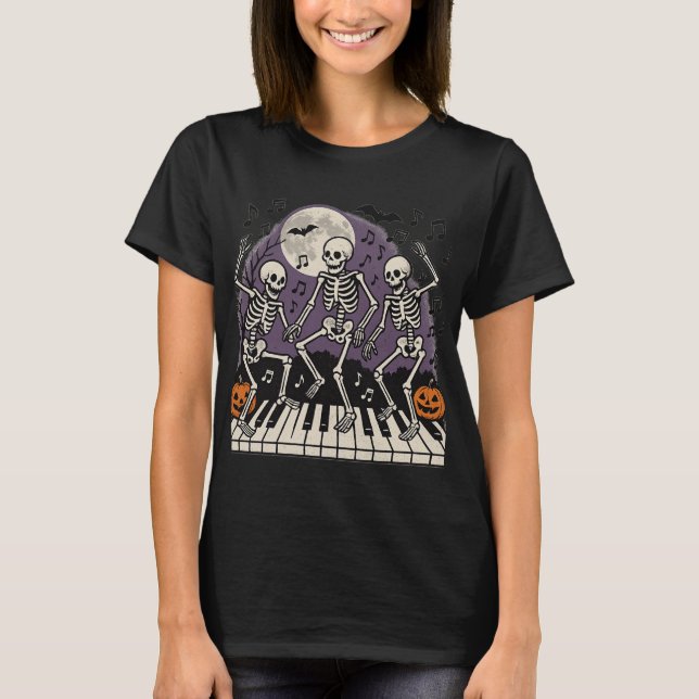 Camiseta Teclado Skeletons Dançantes | Professor de Música  (Frente)