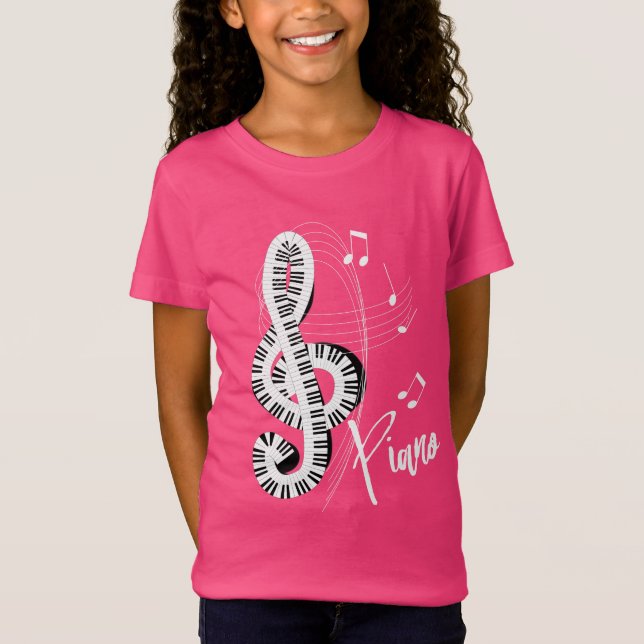 Camiseta Teclado Treble Clef Fun Music Notes Piano Graphic (Frente)