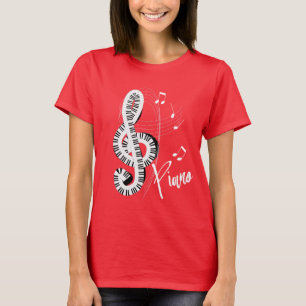 Camiseta Teclado Treble Clef Fun Music Notes Piano Graphic