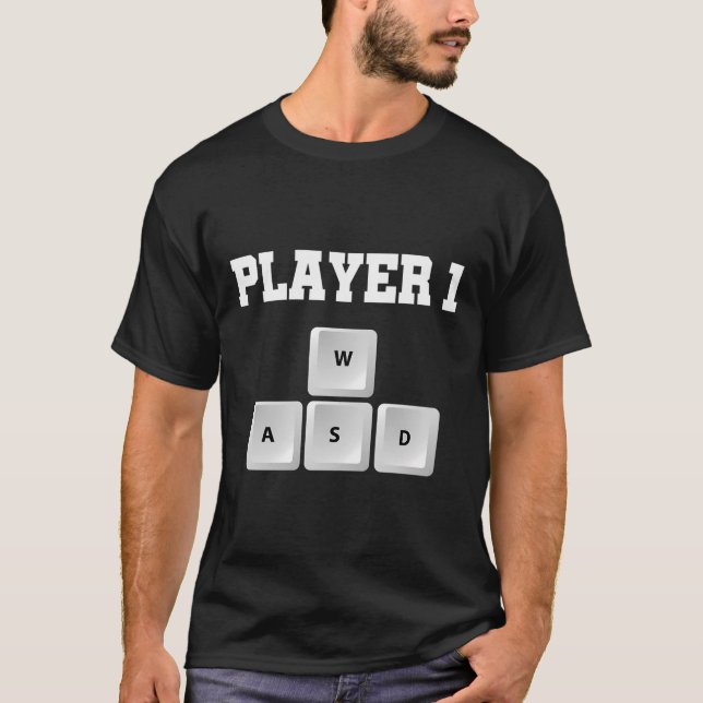 Camiseta Teclado Wasd De Casais De Gamer De Pc (Frente)