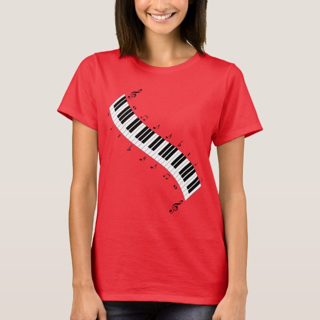Camiseta Teclado Wavy Piano, design popular, (Frente)