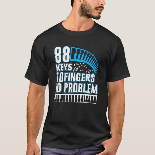 Camiseta Teclas 88 10 Dedos Teclado sem problema de impress (Frente)