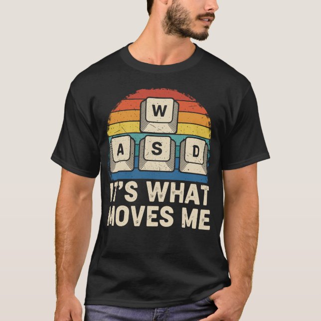 Camiseta Teclas de Jogo WASD Engraçado Design Retro para PC (Frente)