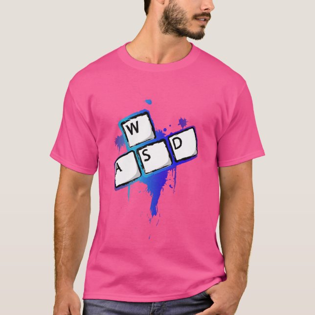 Camiseta Teclas do Teclado WASD Presente de Jogo de PC Dive (Frente)