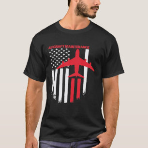 Camiseta Técnico de Aeronaves Bandeira Americana EUA Aviaçã