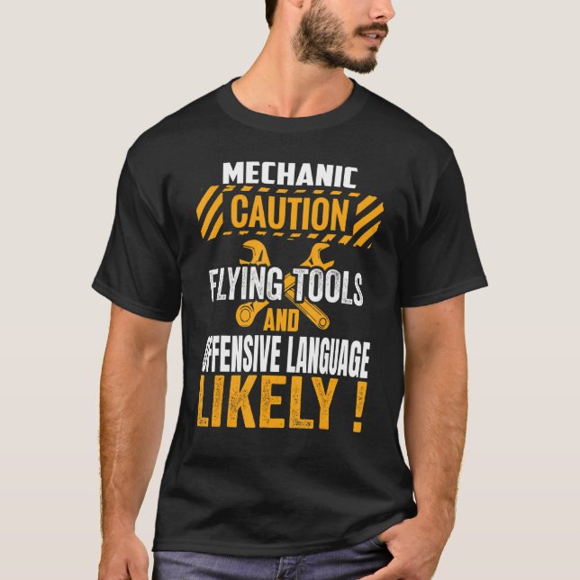 Camiseta Técnico de Automóveis de Garagem Mecânica Funny Ma (Frente)