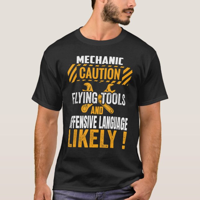 Camiseta Técnico de Automóveis de Garagem Mecânica Funny Ma (Frente)