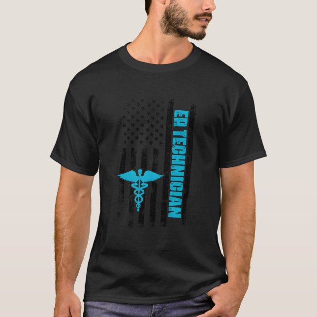 Camiseta Técnico de Emergência Sala de Emergência Bandeira  (Frente)
