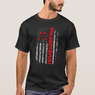 Camiseta Técnico de Flebotomia da Bandeira Americana dos EU