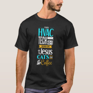 Camiseta Técnico de HVAC cristão Jesus Gato Café HVAC