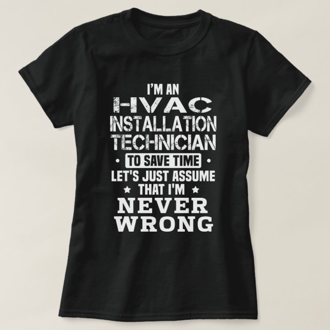 Camiseta Técnico de instalação HVAC (Frente do Design)