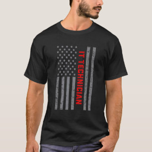 Camiseta Técnico de TI Bandeira Vintage dos EUA Para Homens