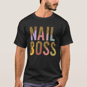 Camiseta Técnico de unha de leopardo manicure mulher bela