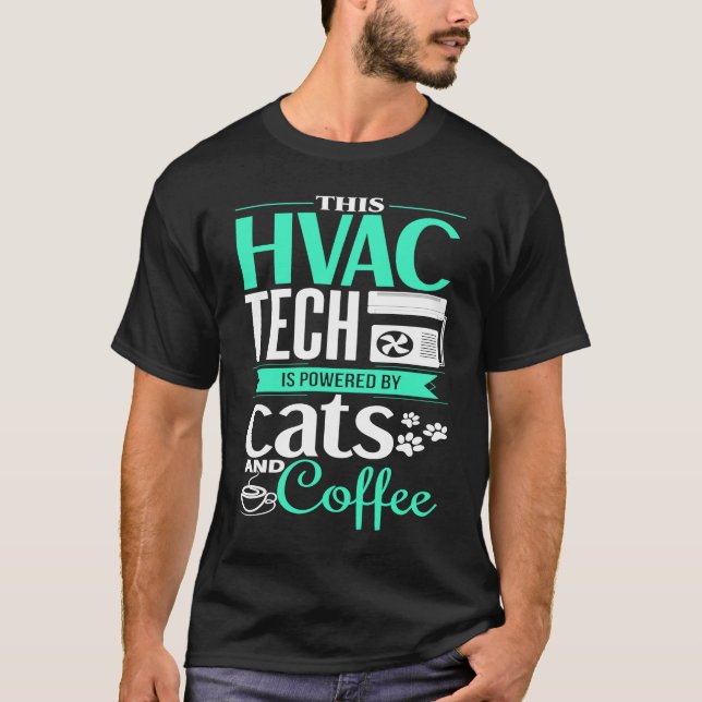 Camiseta Técnico HVAC Cat Coffee HVAC Tech HVAC (Frente)
