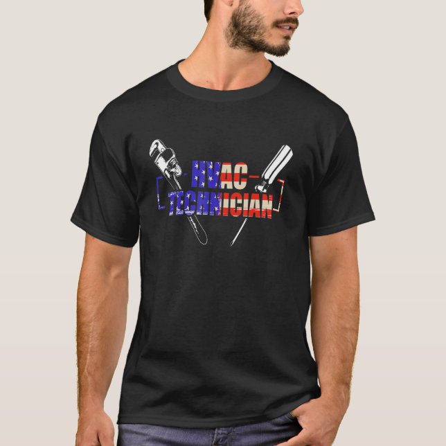 Camiseta Técnico HVAC EUA Flag HVAC Tech 2 (Frente)