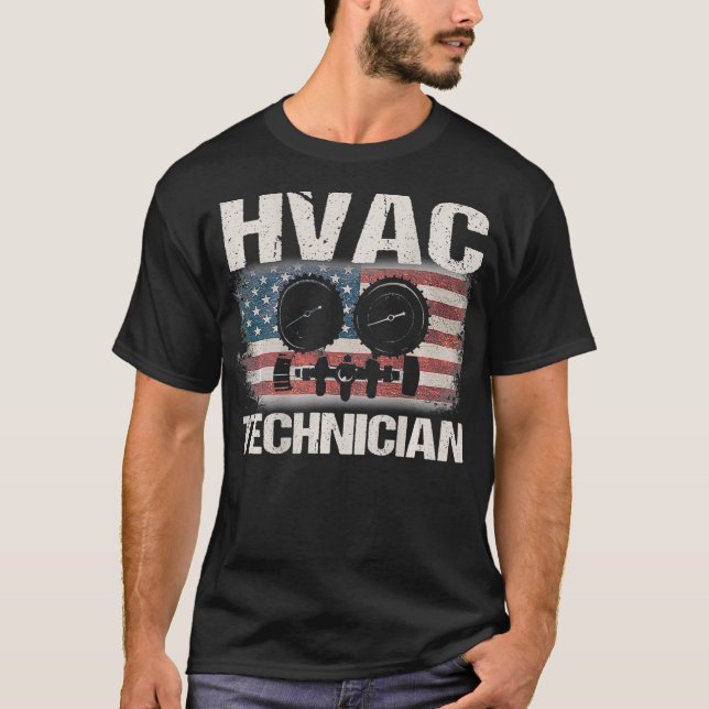 Camiseta Técnico HVAC Oferece Design na Parte Traseira do V (Frente)