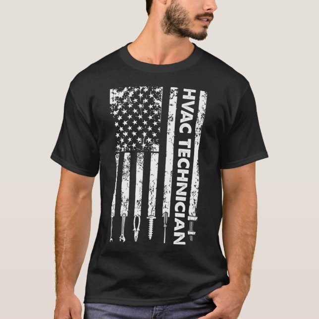 Camiseta Técnico HVAC US Flag Funny HVAC Tech Premium (Frente)