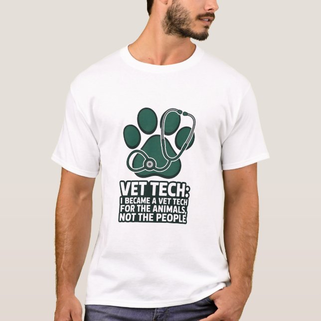 Camiseta Técnico Veterinário Divertido Para Os Animais Não  (Frente)