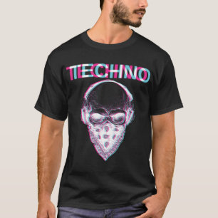 Camiseta Tecno Skull Glitch Trippy EDM Rave Hardstyle Gift
