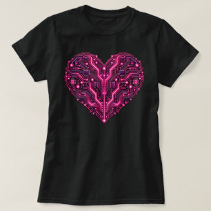 Camiseta Tecnologia de Coração de Placa de Circuito Amor Ge