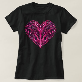 Camiseta Tecnologia de Coração de Placa de Circuito Amor Ge