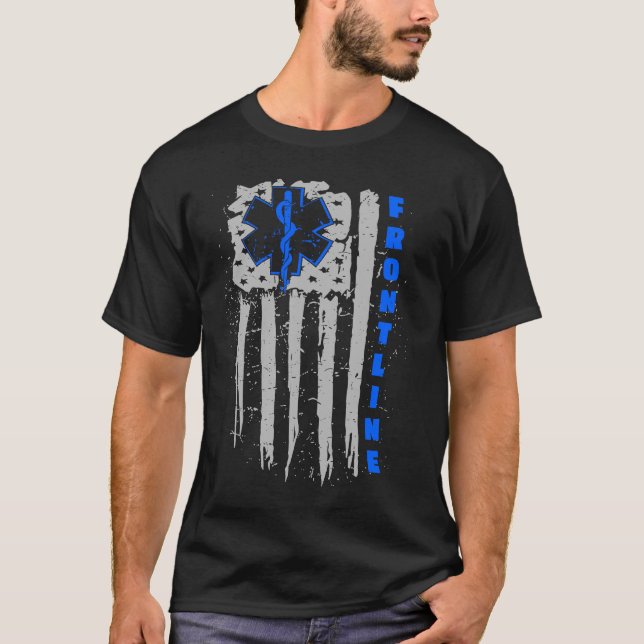 Camiseta Tecnologia Médica de Emergência Americana EMT Fron (Frente)