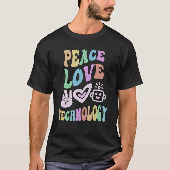 Camiseta TECNOLOGIA PEACE LOVE - Professor de computador re (Frente)