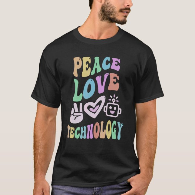 Camiseta TECNOLOGIA PEACE LOVE - Professor de computador re (Frente)