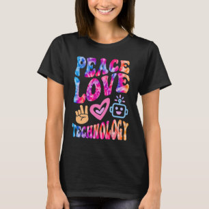 Camiseta Tecnologia Retro PEACE LOVE Robótica de Computador