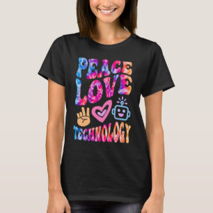 Camiseta Tecnologia Retro PEACE LOVE Robótica de Computador