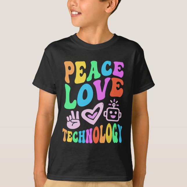 Camiseta Tecnologia Vintage Peace Love (Frente)