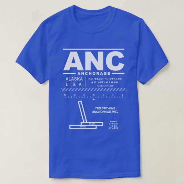 Camiseta Ted Stevens Anchorage Aeroporto Intel ANC T-Shirt (Frente do Design)