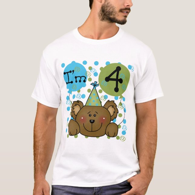 Camiseta Teddy Bear 4th Birthday T-shirts e presentes (Frente)