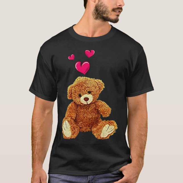 Camiseta Teddy Bear and Hearts fofinho (Frente)
