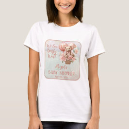 Camiseta Teddy Bear Balloons Girl Bearly Chá de fraldas de
