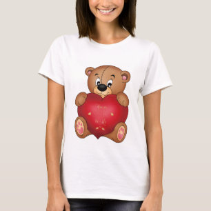 Camiseta Teddy Bear com Coração Dizendo Alô Adorável