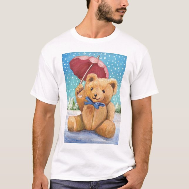 Camiseta Teddy Bear com Parasol no Natal (Frente)