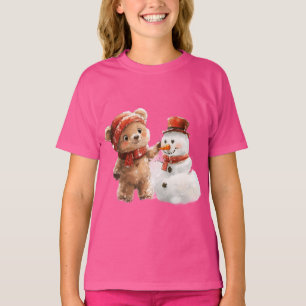 Camiseta Teddy Bear e Snowman