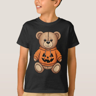 Camiseta Teddy Bear Pumpkin Graphical Fall Halloween