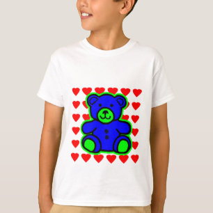 Camiseta Teddy Bear Red Hearts Green Blue jGibney O MUSEU