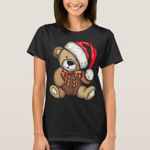 Camiseta Teddy Bear Santa Hat Natal Pajama Bonito Natal