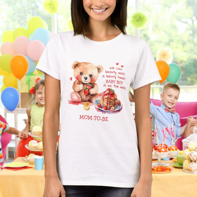 Camiseta Teddy Bear Strawberry Pancake Brunch Mãe-A-Ser (Criador carregado)
