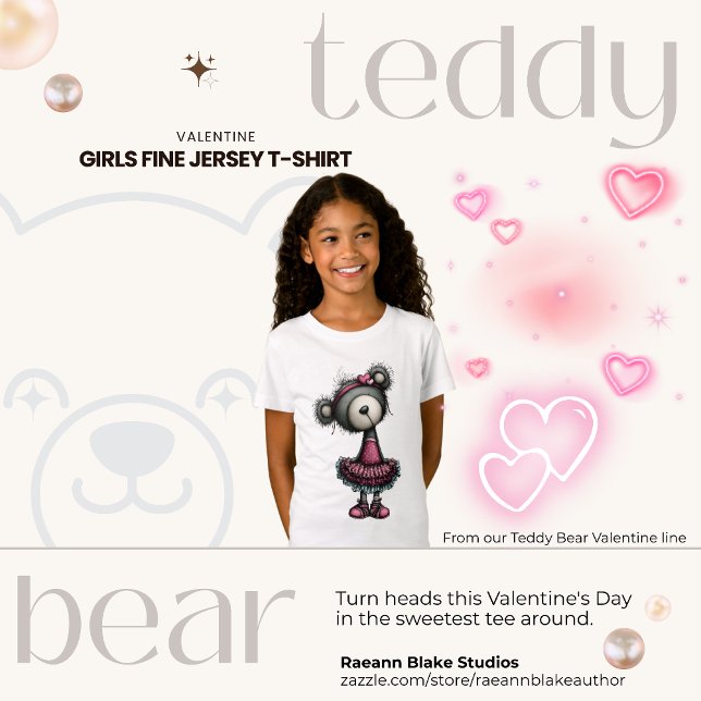 Camiseta Teddy Bear Valentine Girls Fine Jersey T-Shirt (Criador carregado)