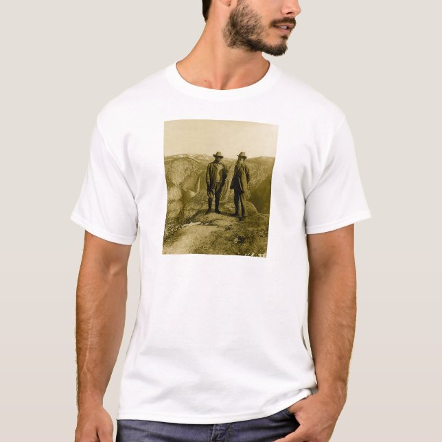 Camiseta Teddy Roosevelt e John Muir no ponto da geleira (Frente)
