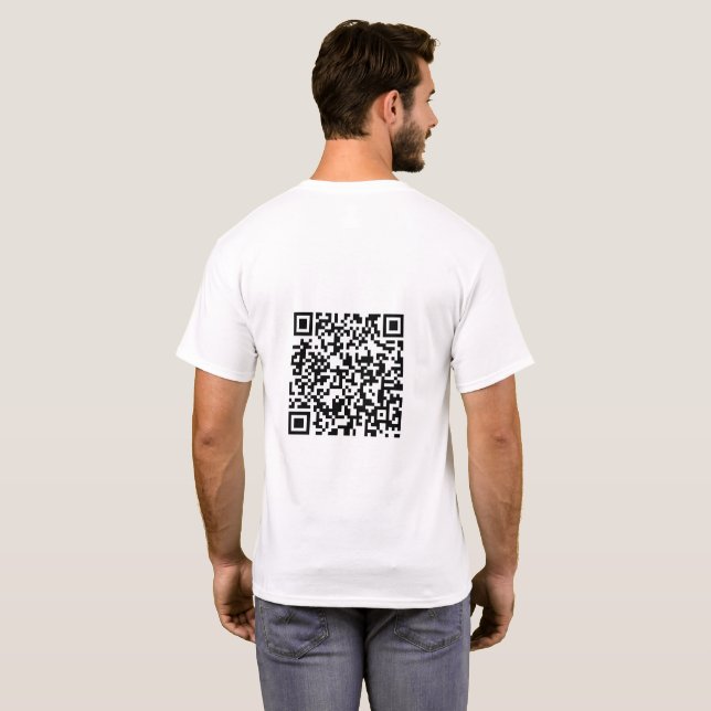Camiseta Tee básica do código QR digitalizável para homens  (Parte Traseira Completa)