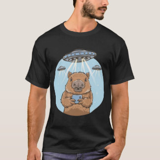Camiseta Tee Capybara Selfie, Gráfico Engraçado, com OVNIs