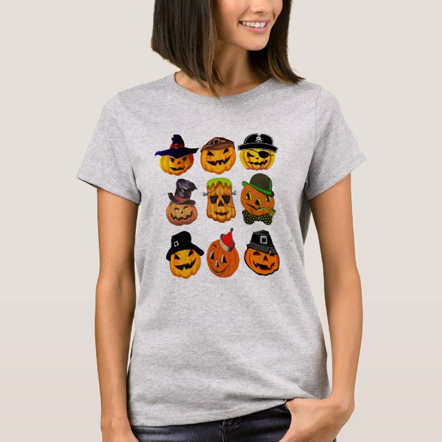 Camiseta Tee Collage de Pumpkin Spooky, Figurino de Hallowe (Frente)
