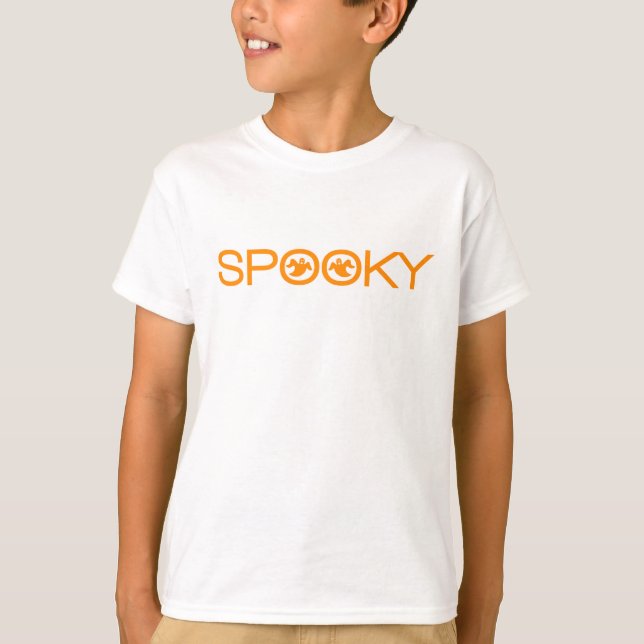 Camiseta Tee da Garota de Halloween Spooky Typografia (Frente)