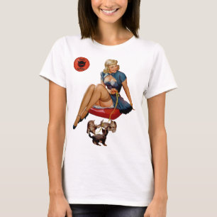 Camiseta Tee da Garota Retro Pin-Up do Diabo